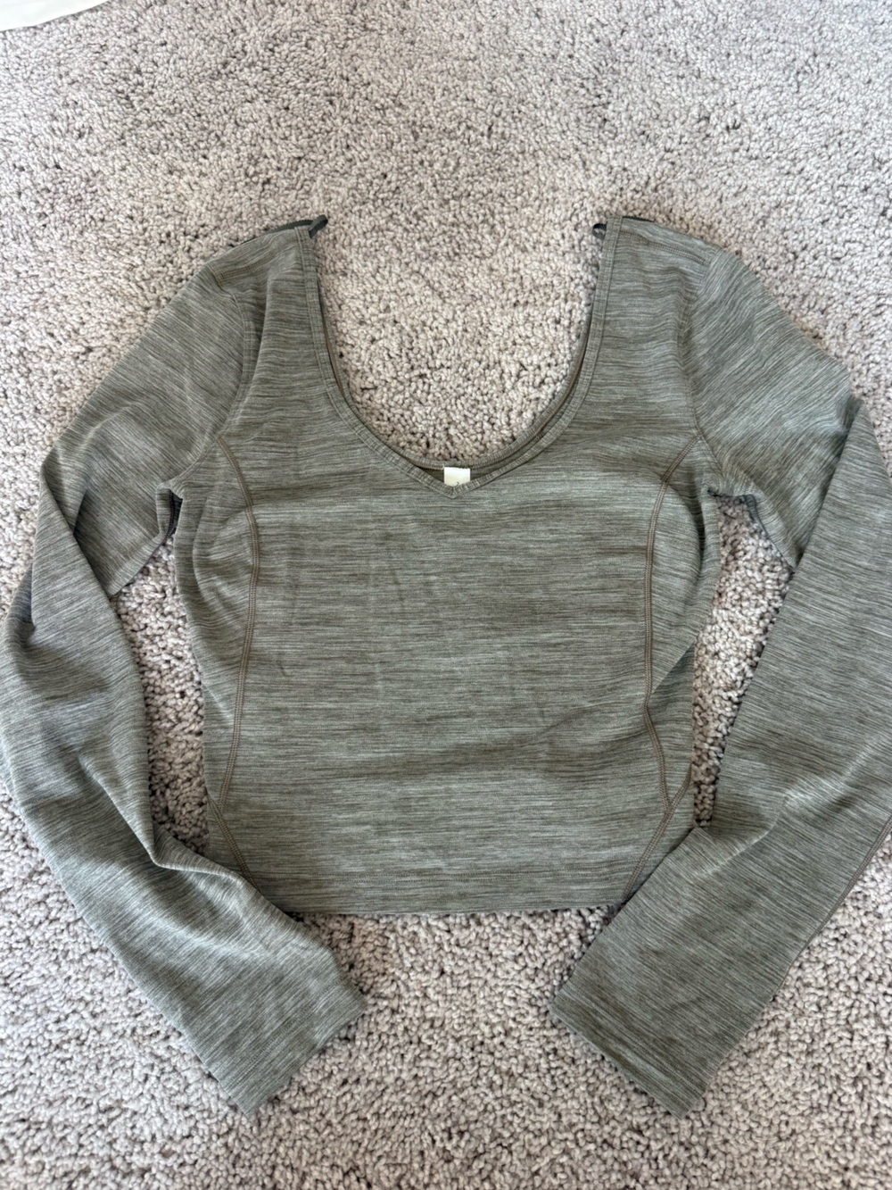lululemon athletica Olive Heather Scoop-Neck Top